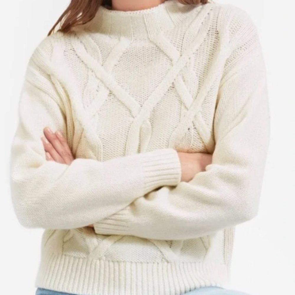 Everlane Wool Cable Mockneck Sweater, XS